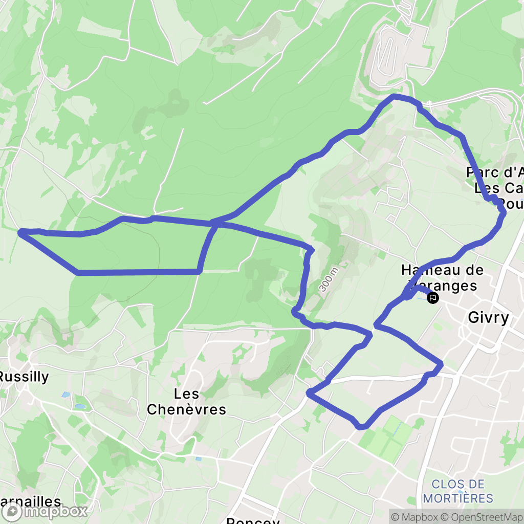 Givry : carte du parcours de randonnée - France