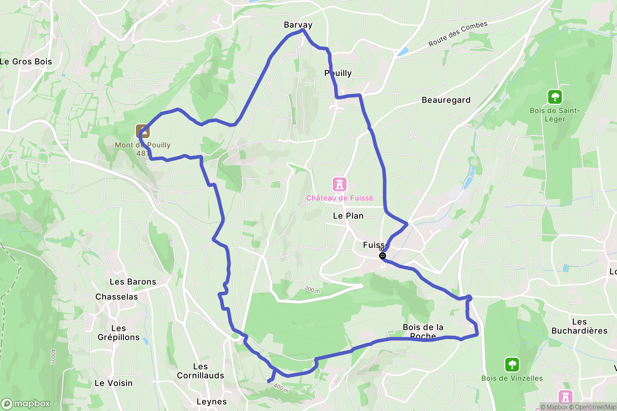 Fuissé : carte du parcours de randonnée - France