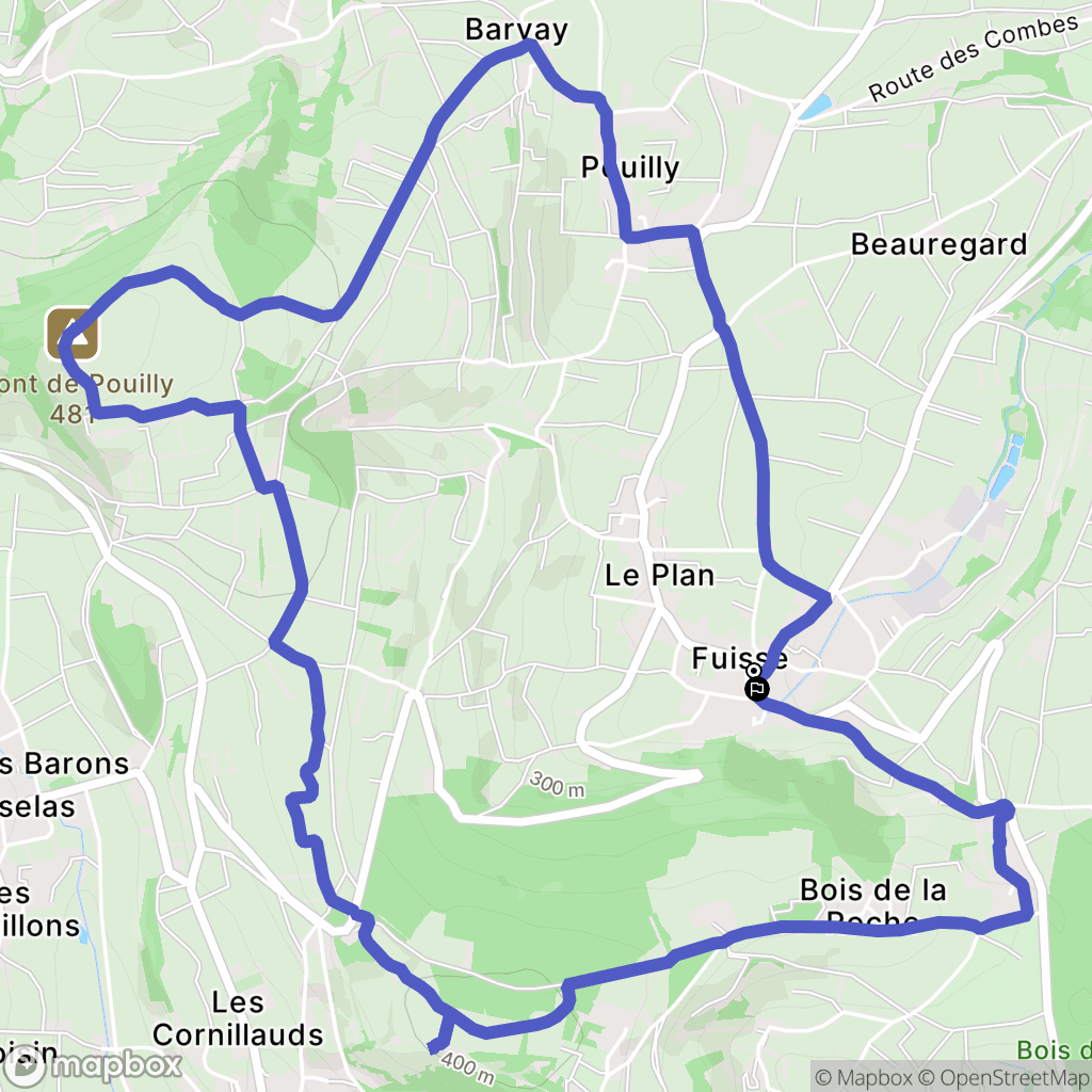 Fuissé : carte du parcours de randonnée - France