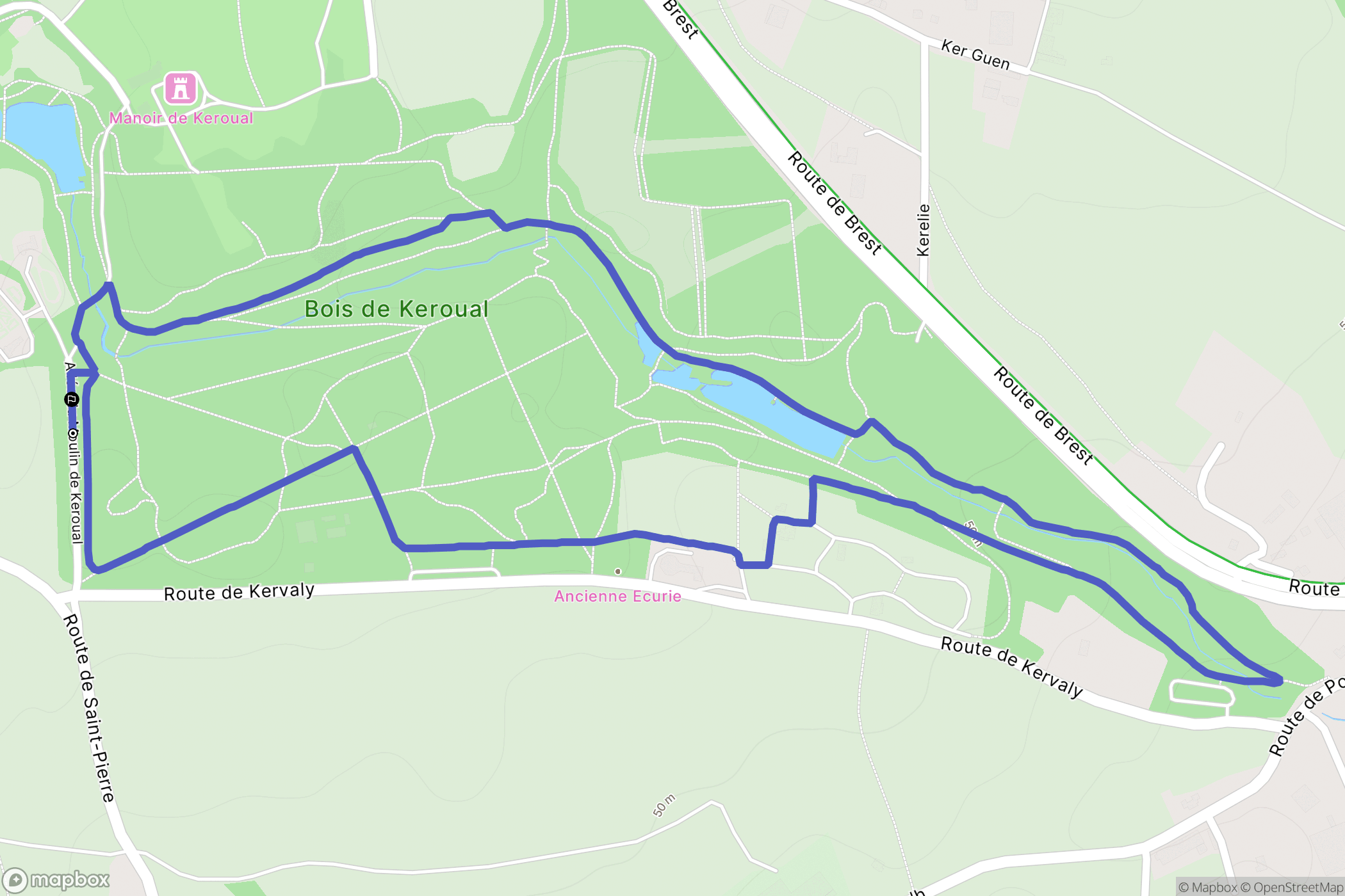 Guilers : carte du parcours de randonnée - France