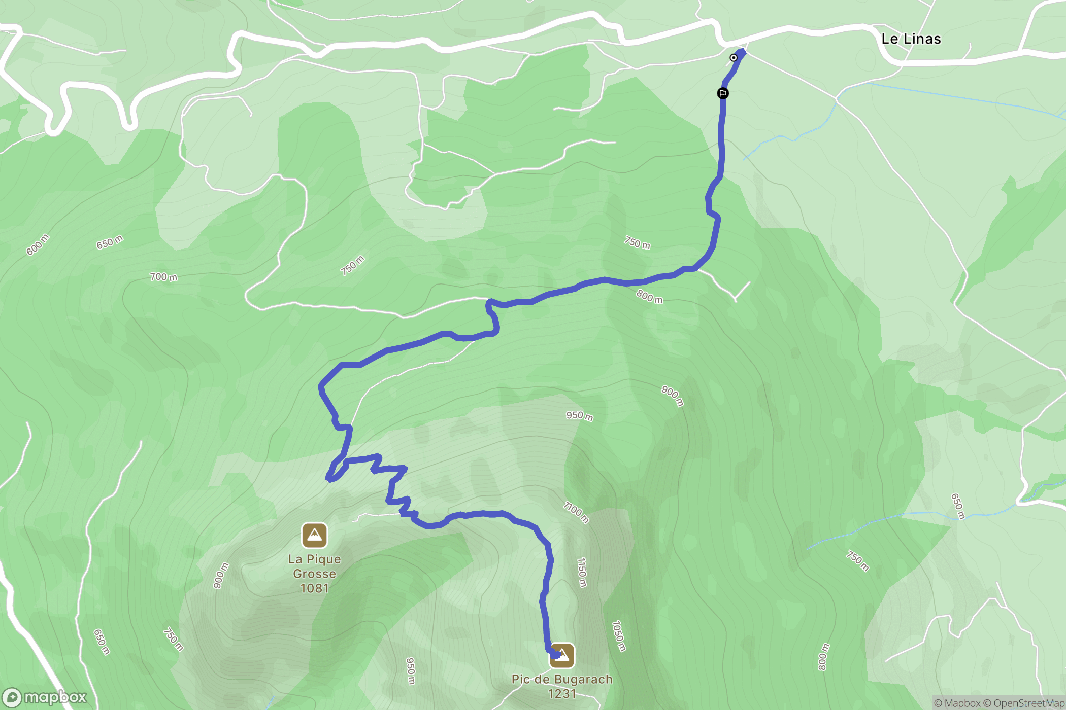 Bugarach : carte du parcours de randonnée - France