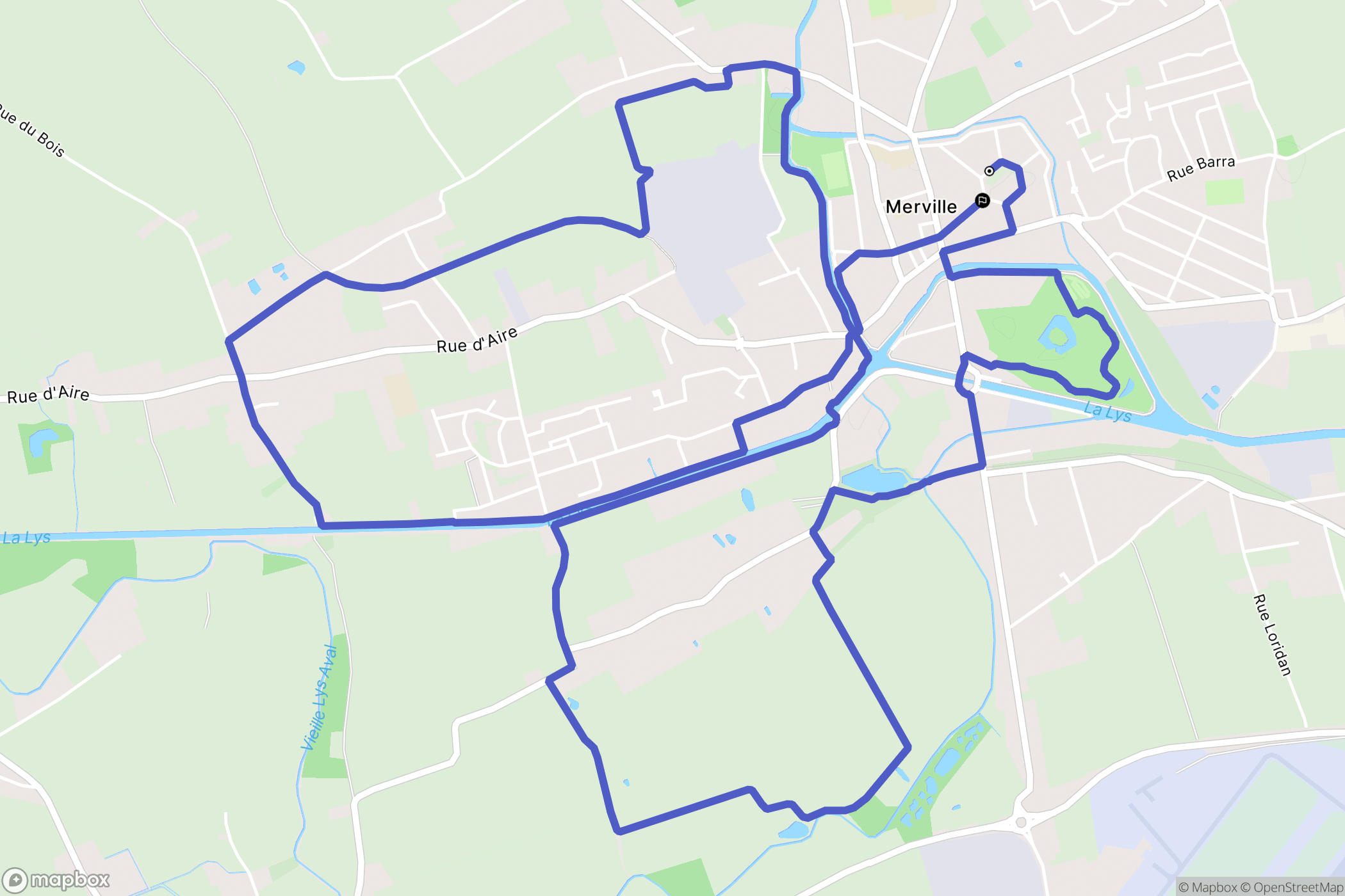 Merville : carte du parcours de randonnée - France