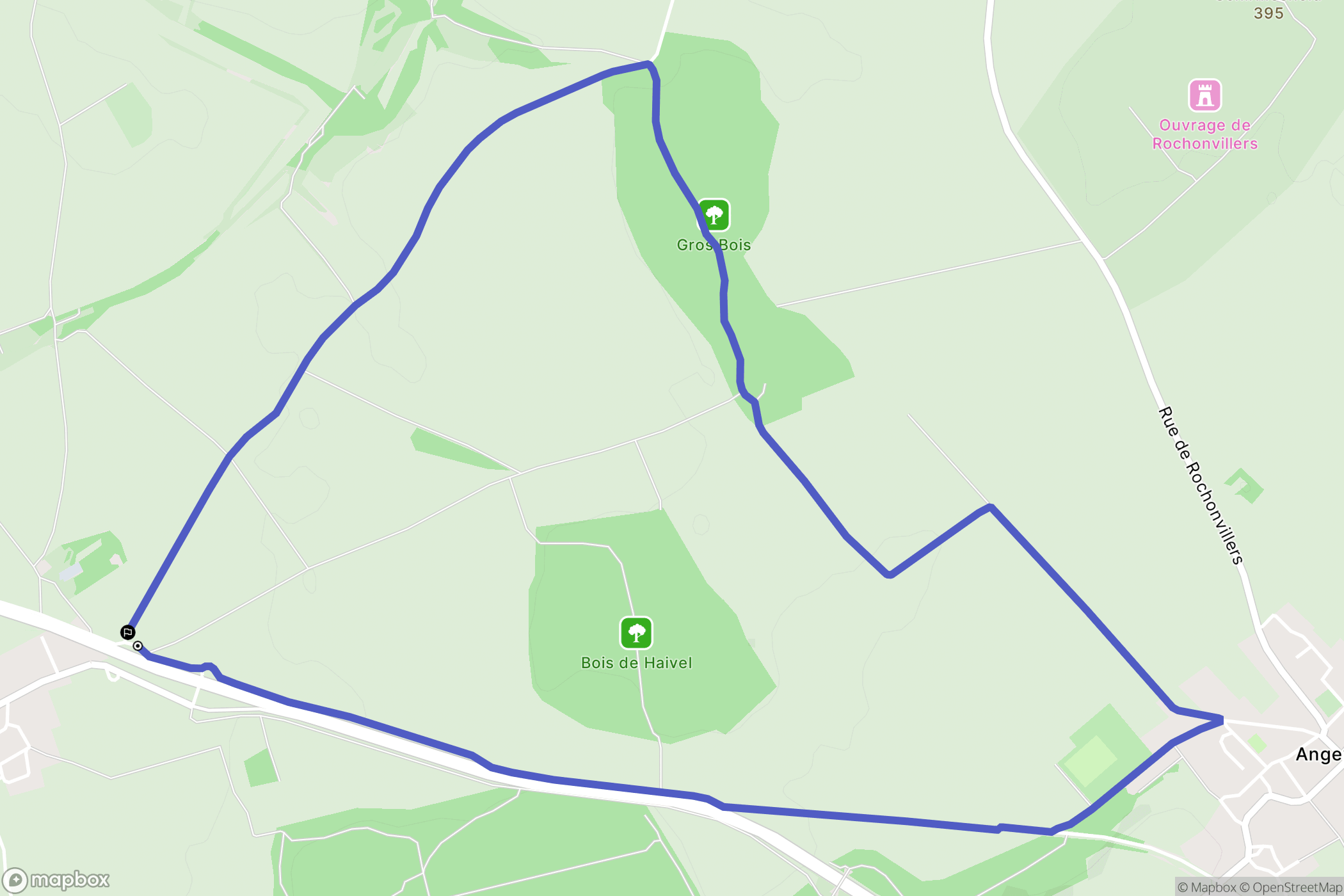 Havange : carte du parcours de randonnée - France