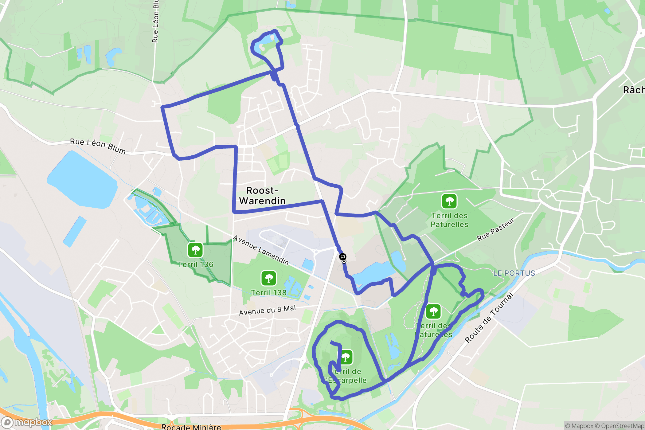 Roost-Warendin : carte du parcours de randonnée - France