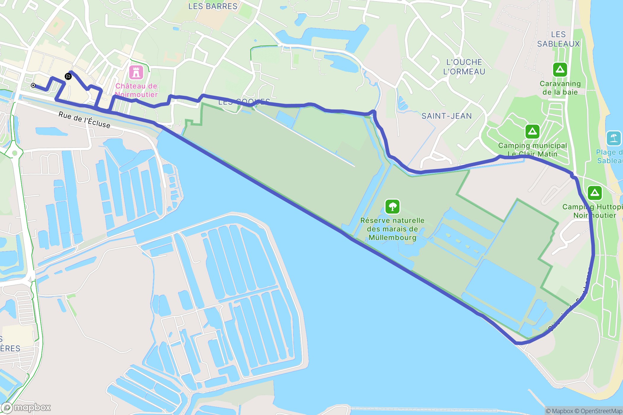 Noirmoutier-en-l'Île : carte du parcours de randonnée - France