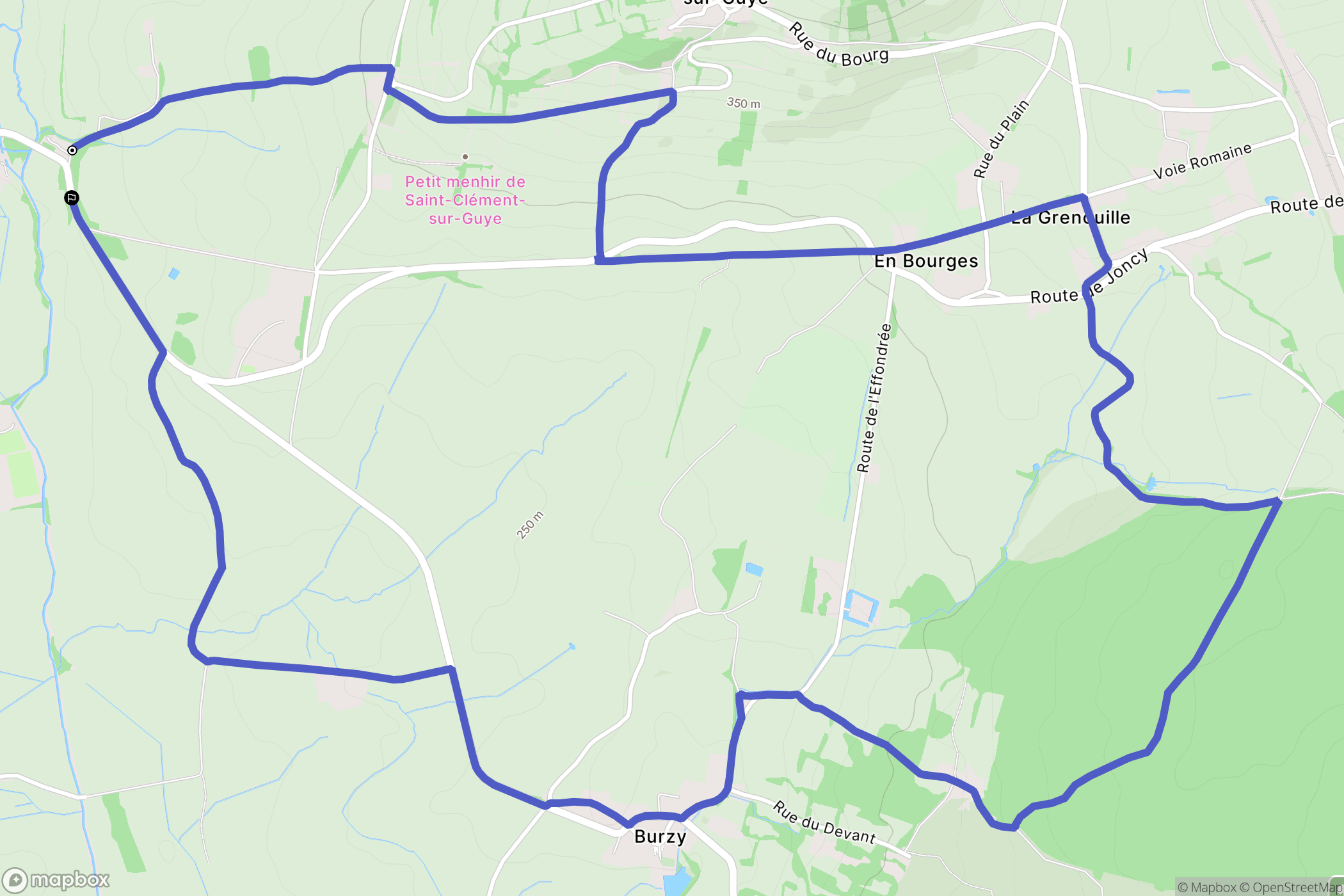 Saint-Clément-sur-Guye : carte du parcours de randonnée - France