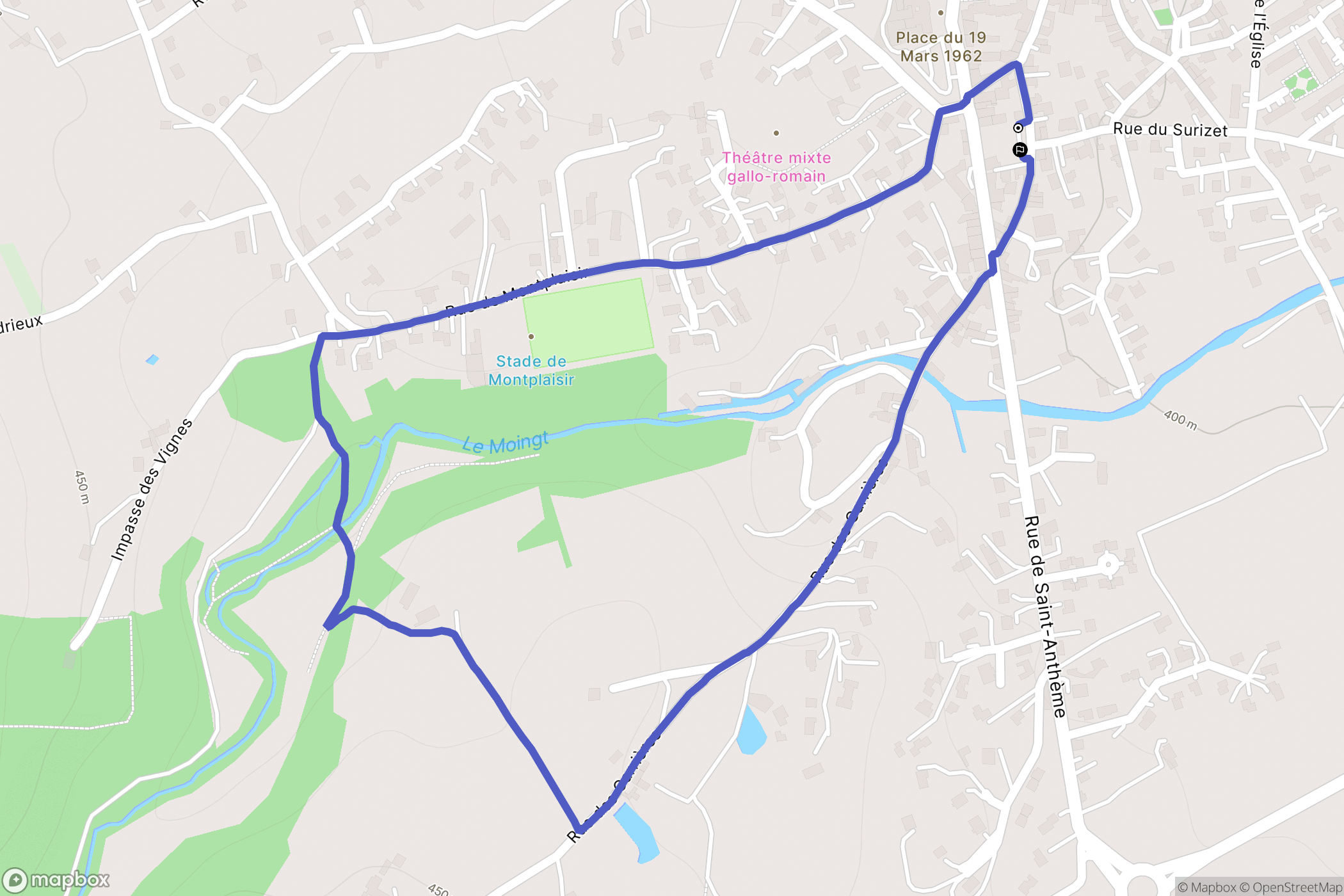 Moingt : carte du parcours de randonnée - France