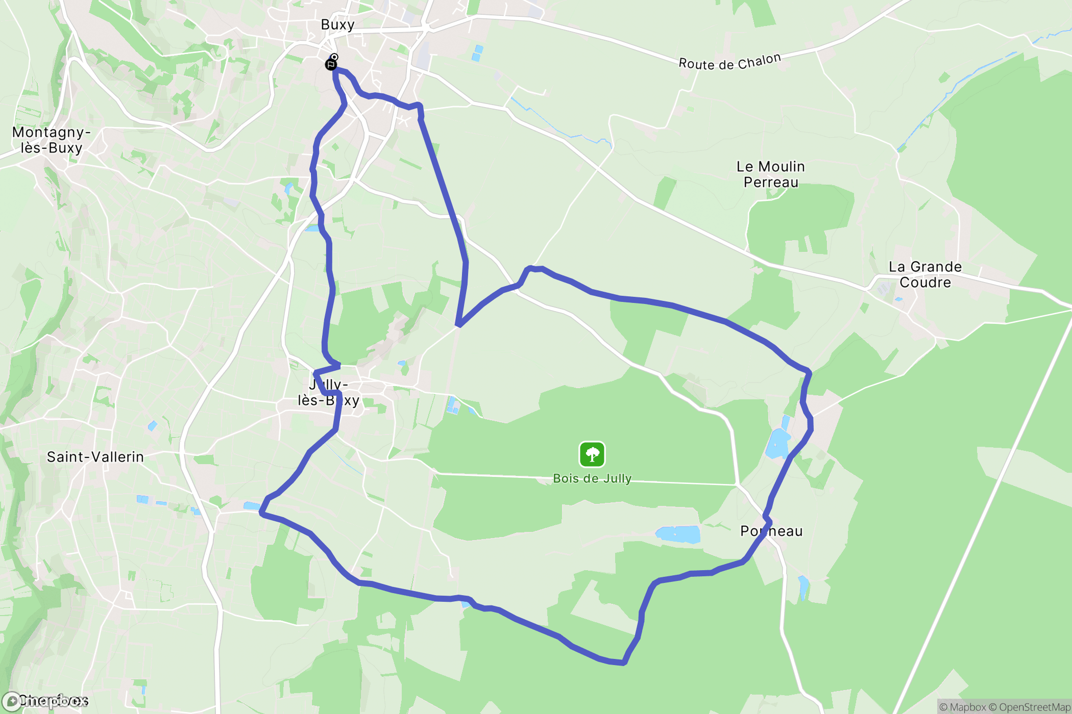 Buxy : carte du parcours de randonnée - France
