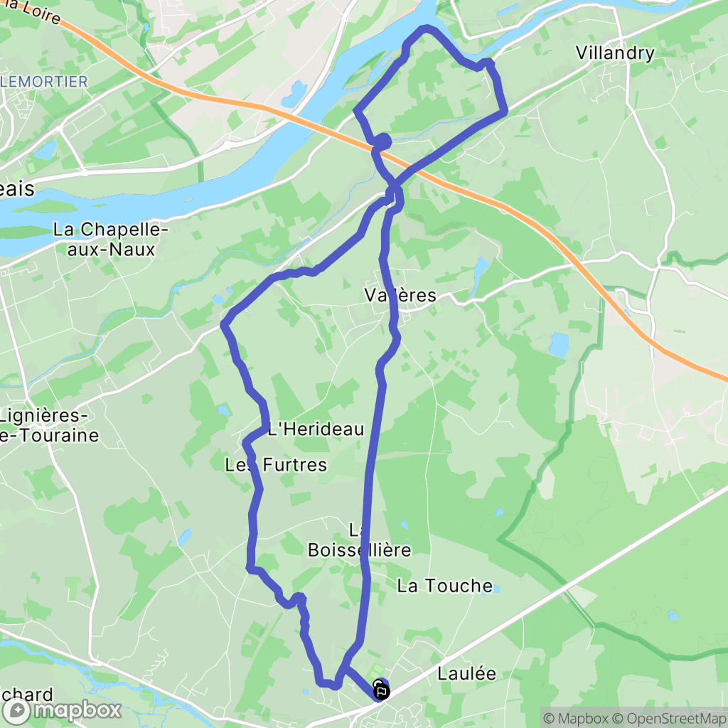 Azay-le-Rideau : carte du parcours de randonnée - France