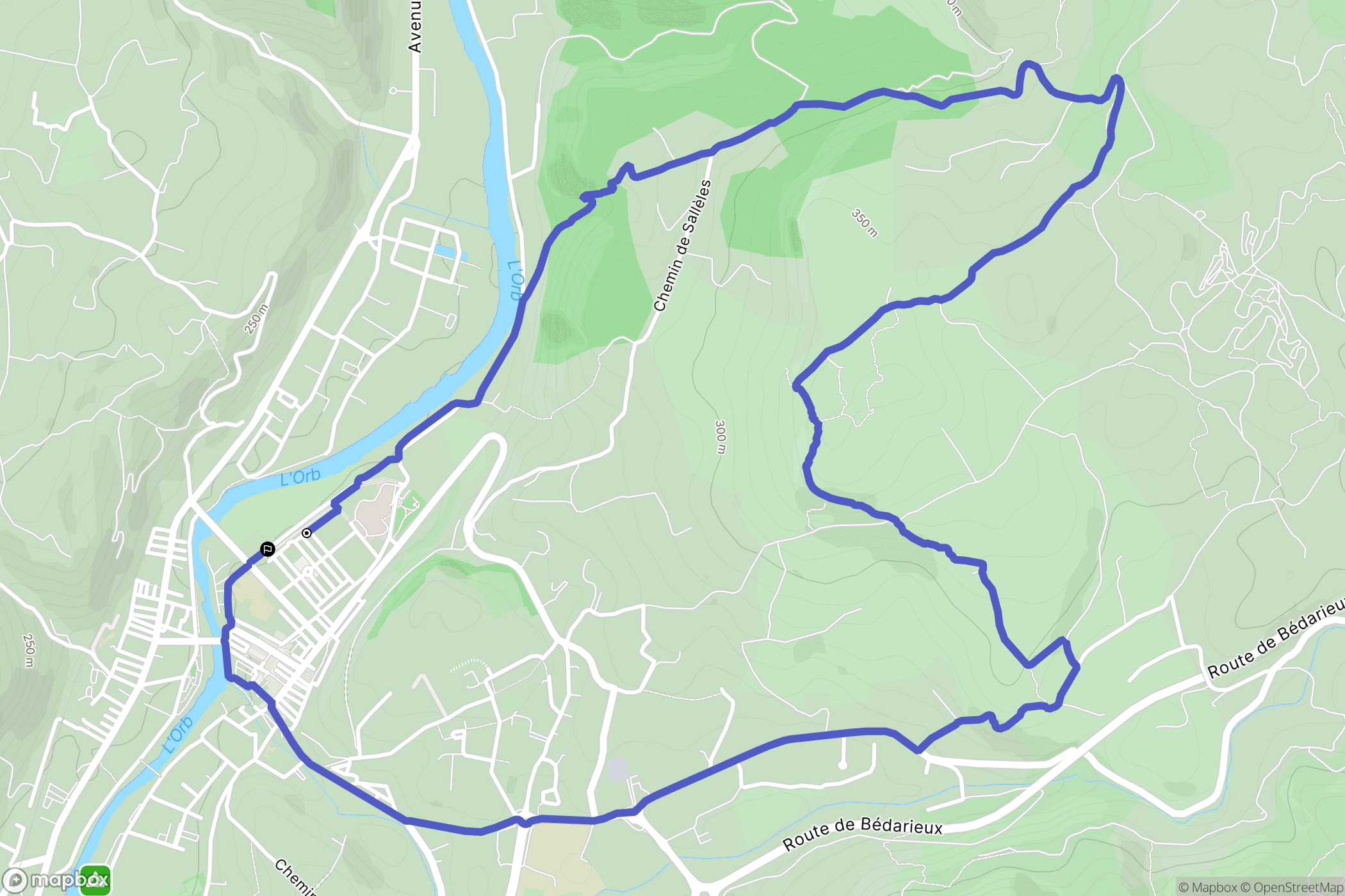Bédarieux : carte du parcours de randonnée - France