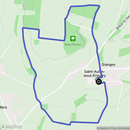Saint Aubin sous Erquery : carte du parcours de randonnée - France