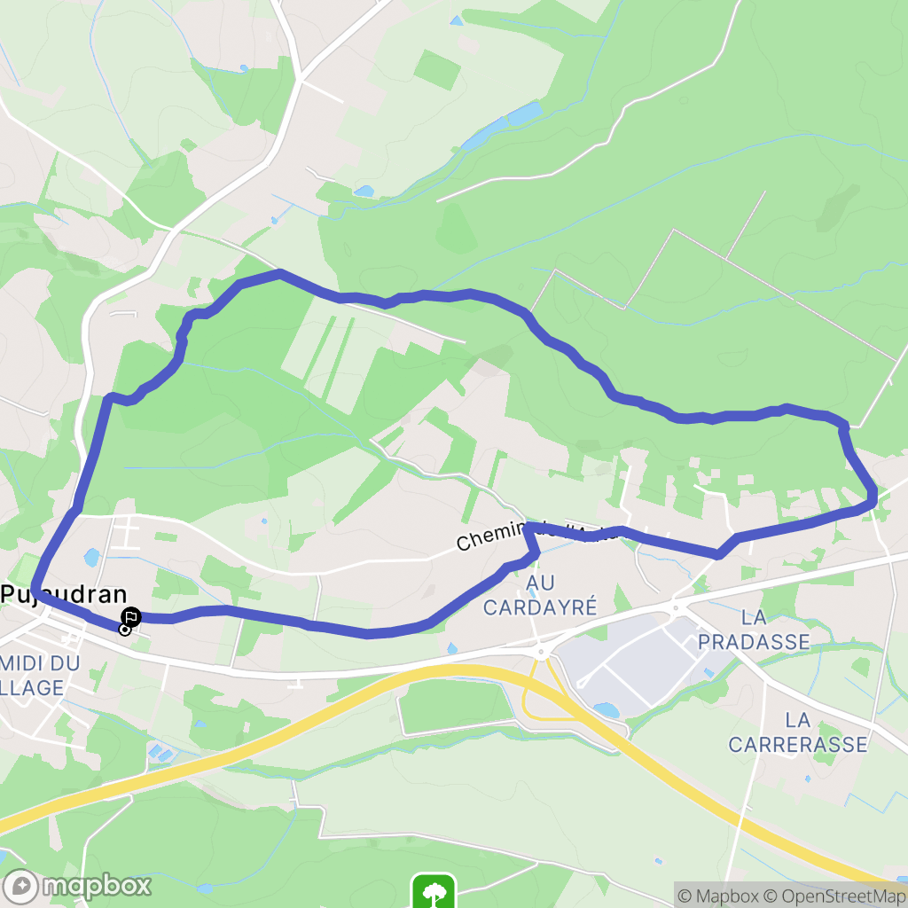 Pujaudran : carte du parcours de randonnée - France