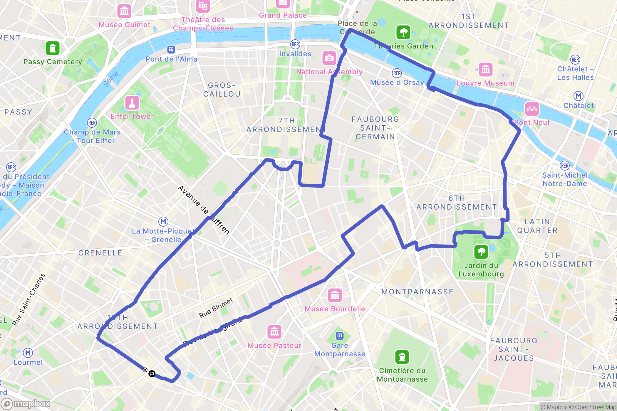 Paris : carte du parcours de randonnée - France