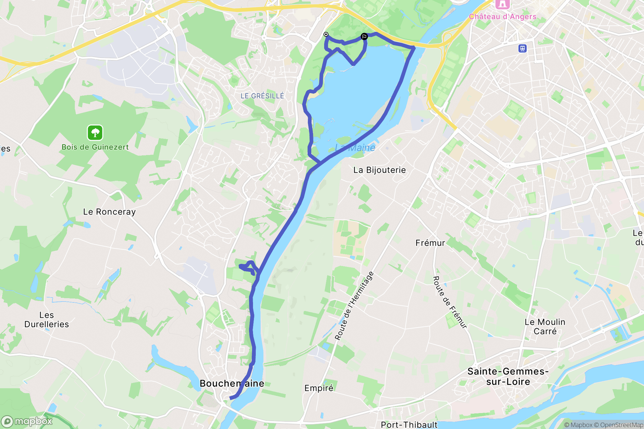 Angers : carte du parcours de randonnée - France