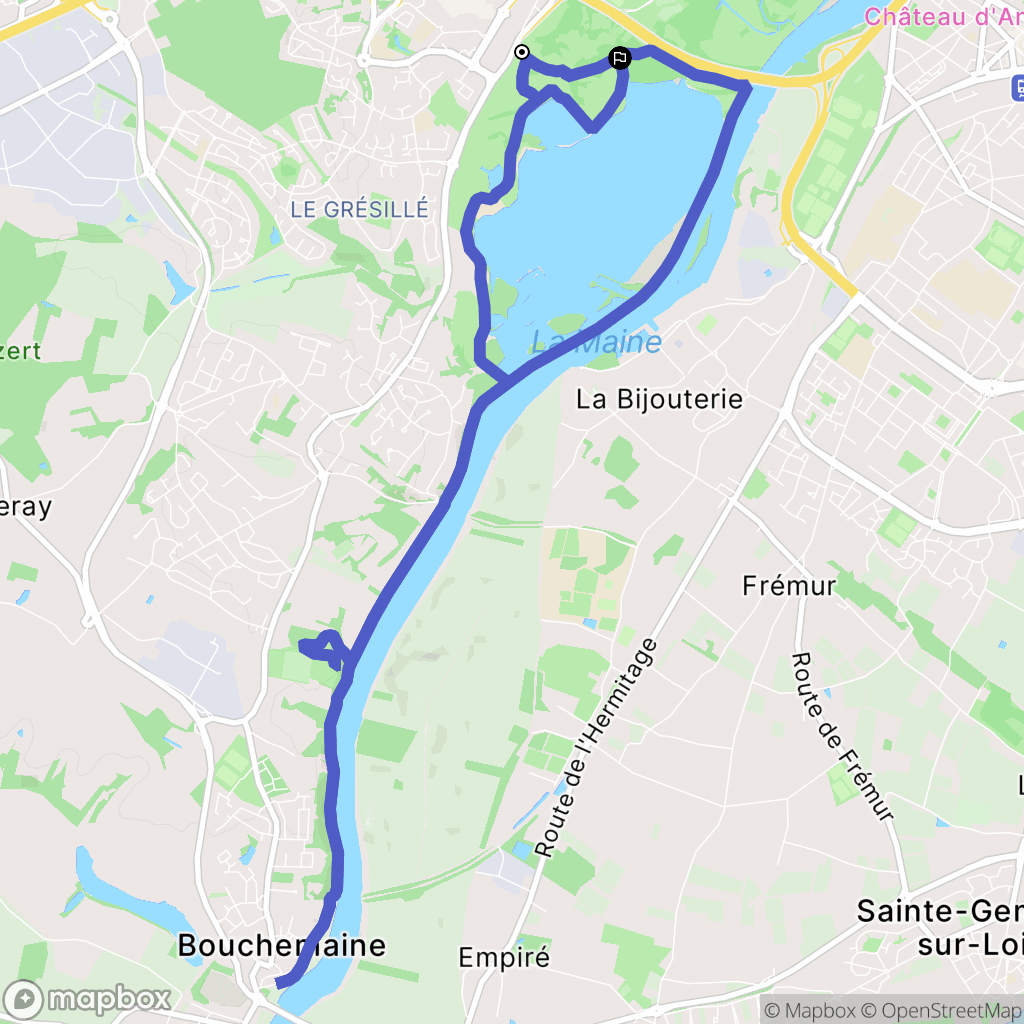 Angers : carte du parcours de randonnée - France