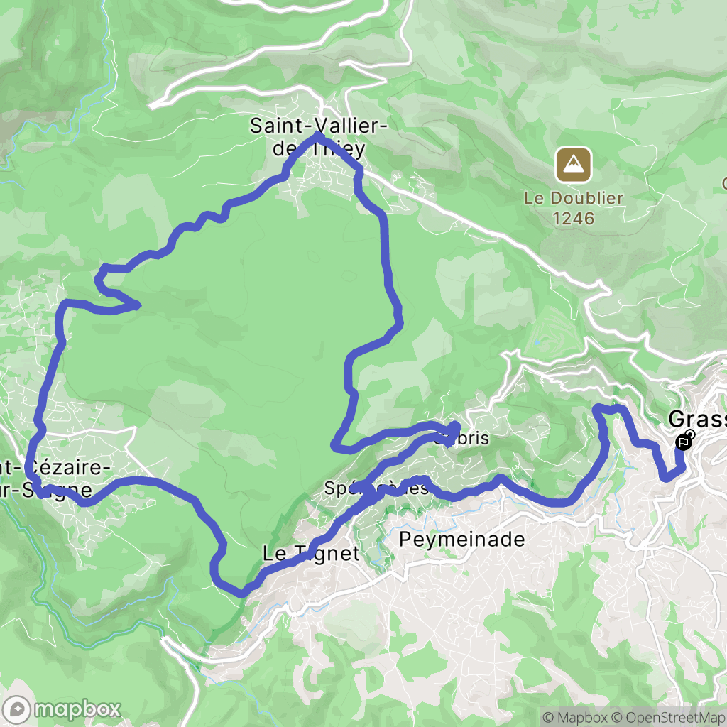 Grasse : carte du parcours de randonnée - France