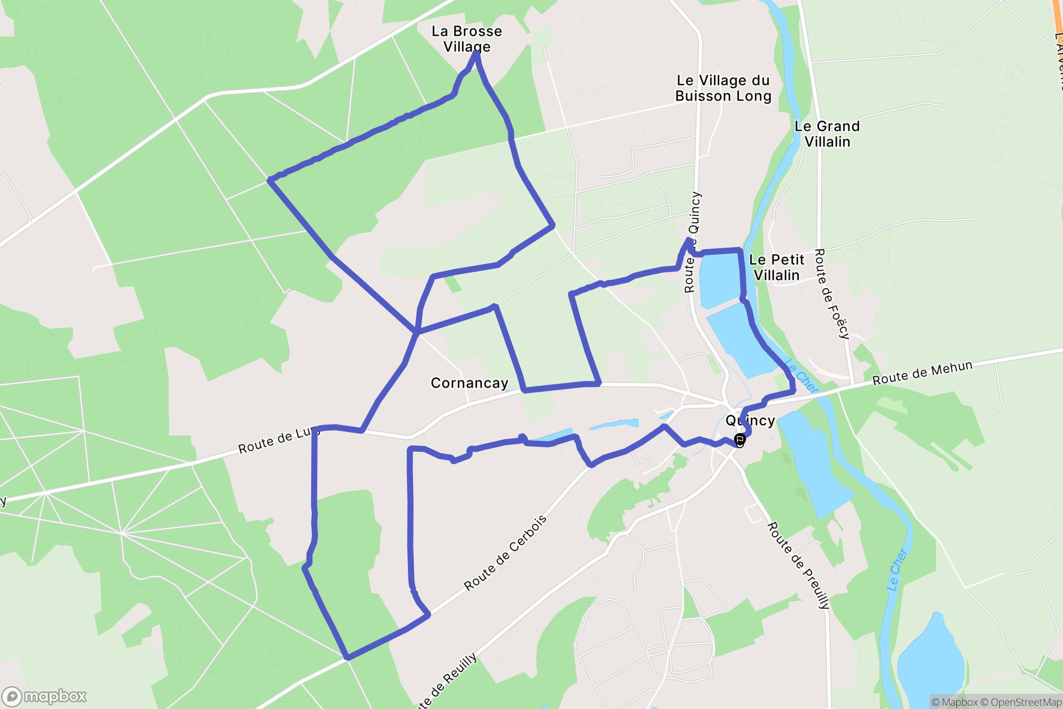 Quincy : carte du parcours de randonnée - France
