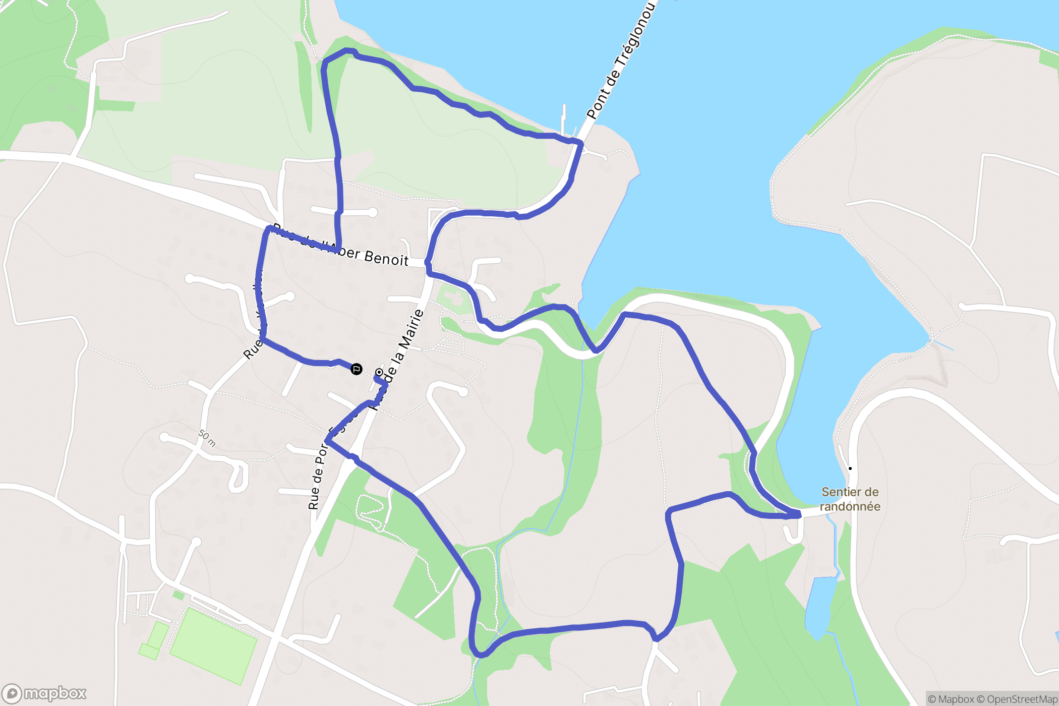 Tréglonou : carte du parcours de randonnée - France