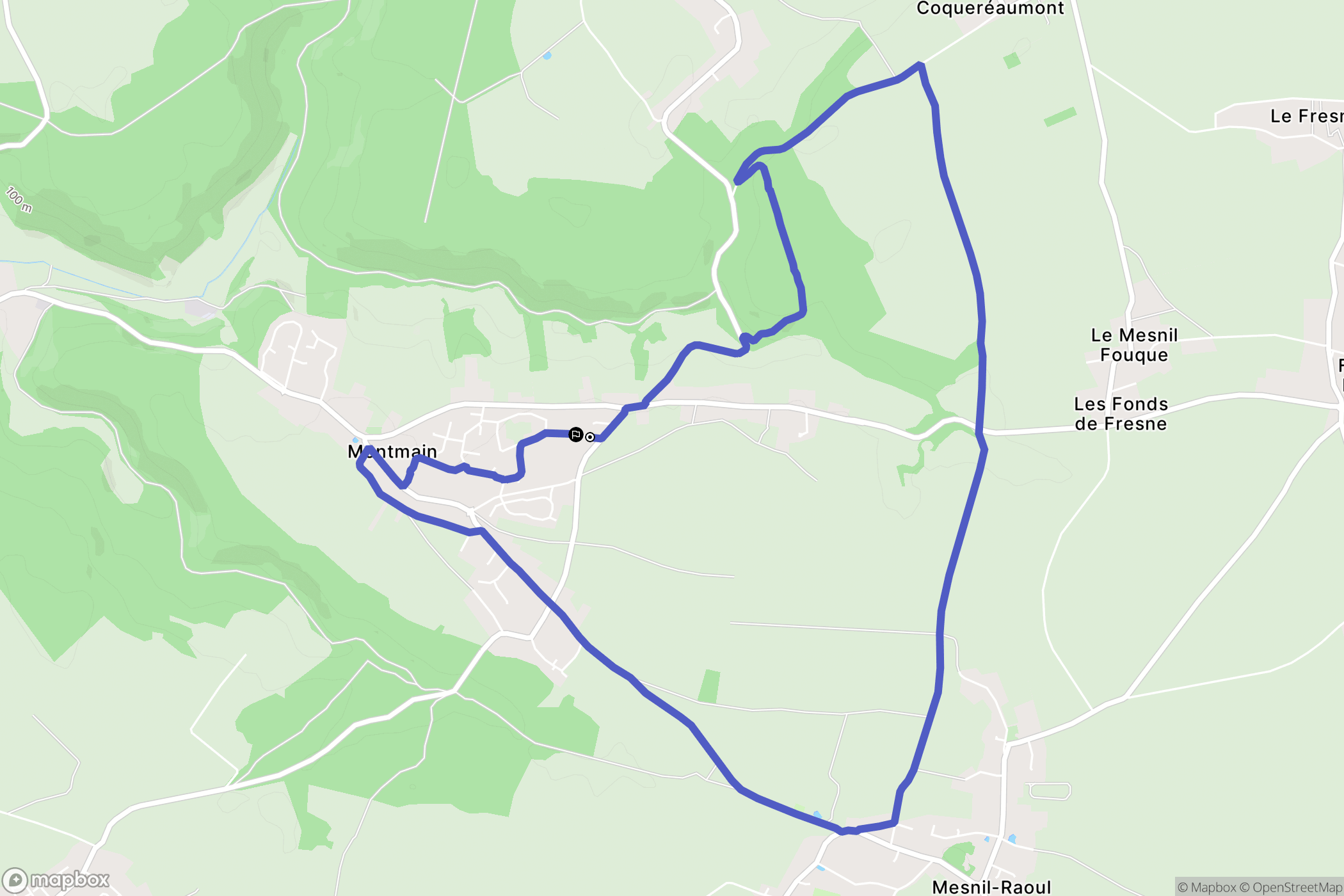 Montmain : carte du parcours de randonnée - France