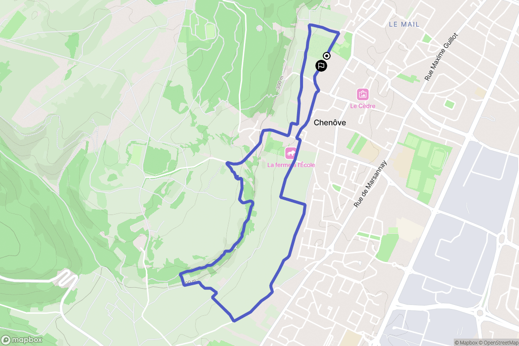 Chenôve : carte du parcours de randonnée - France