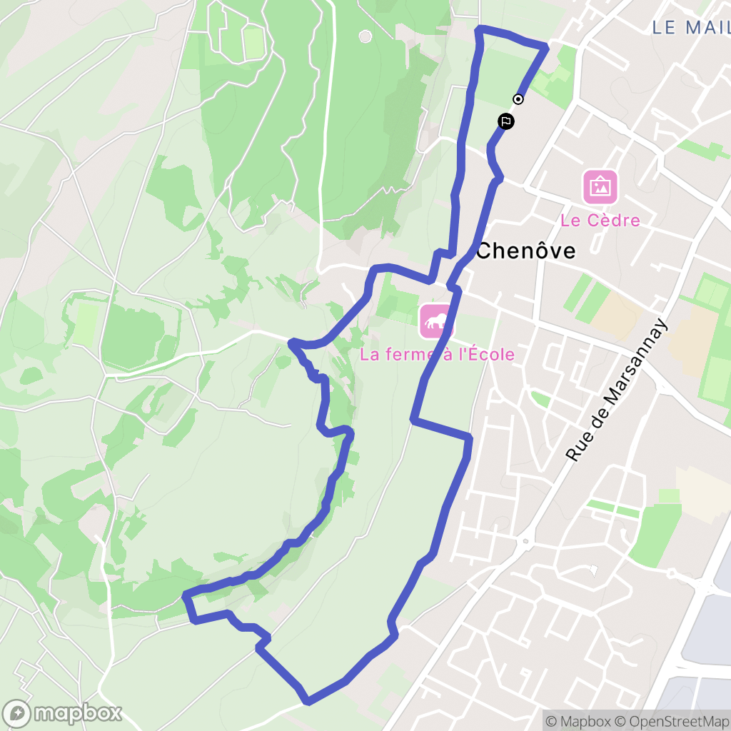 Chenôve : carte du parcours de randonnée - France