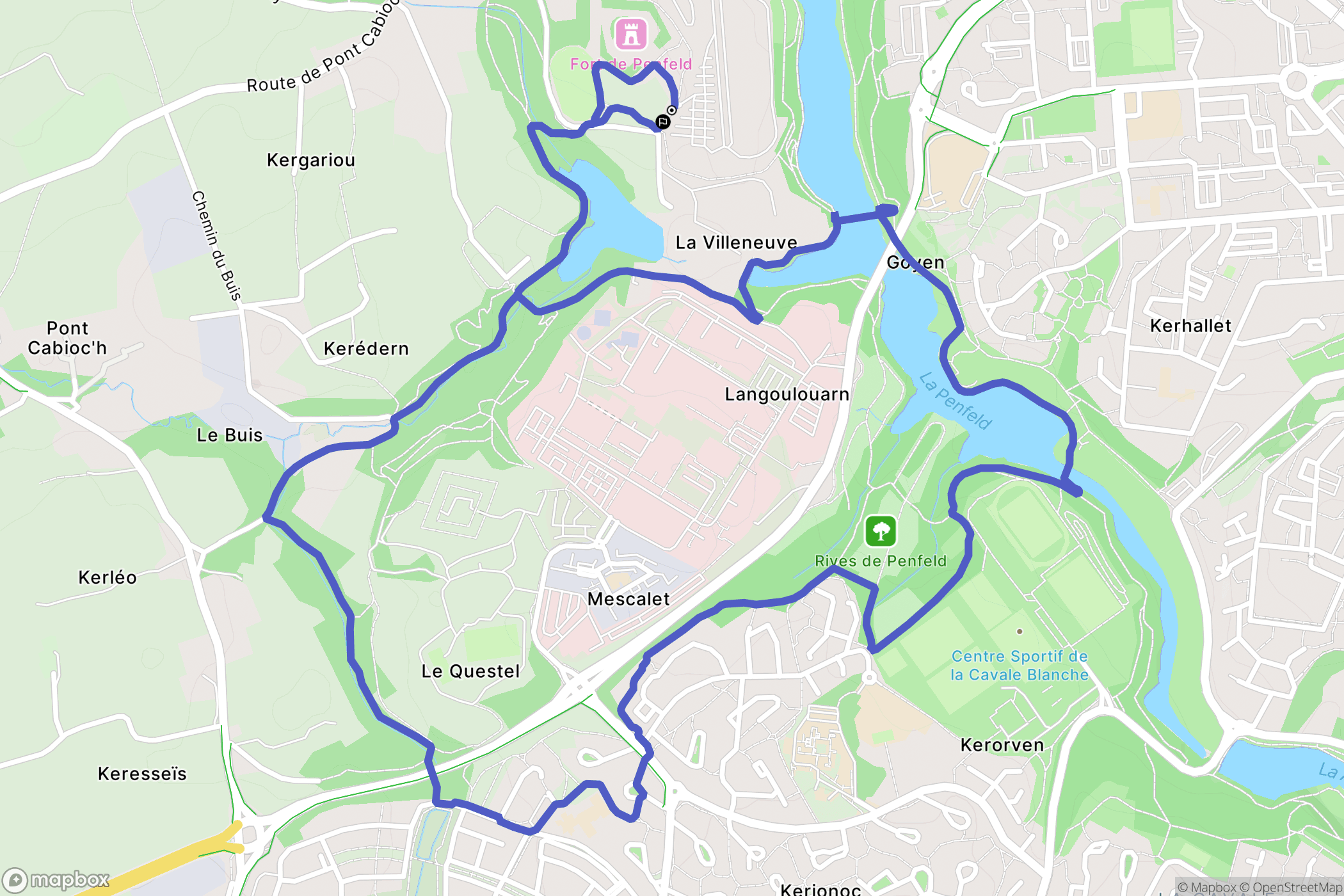 Guilers : carte du parcours de randonnée - France