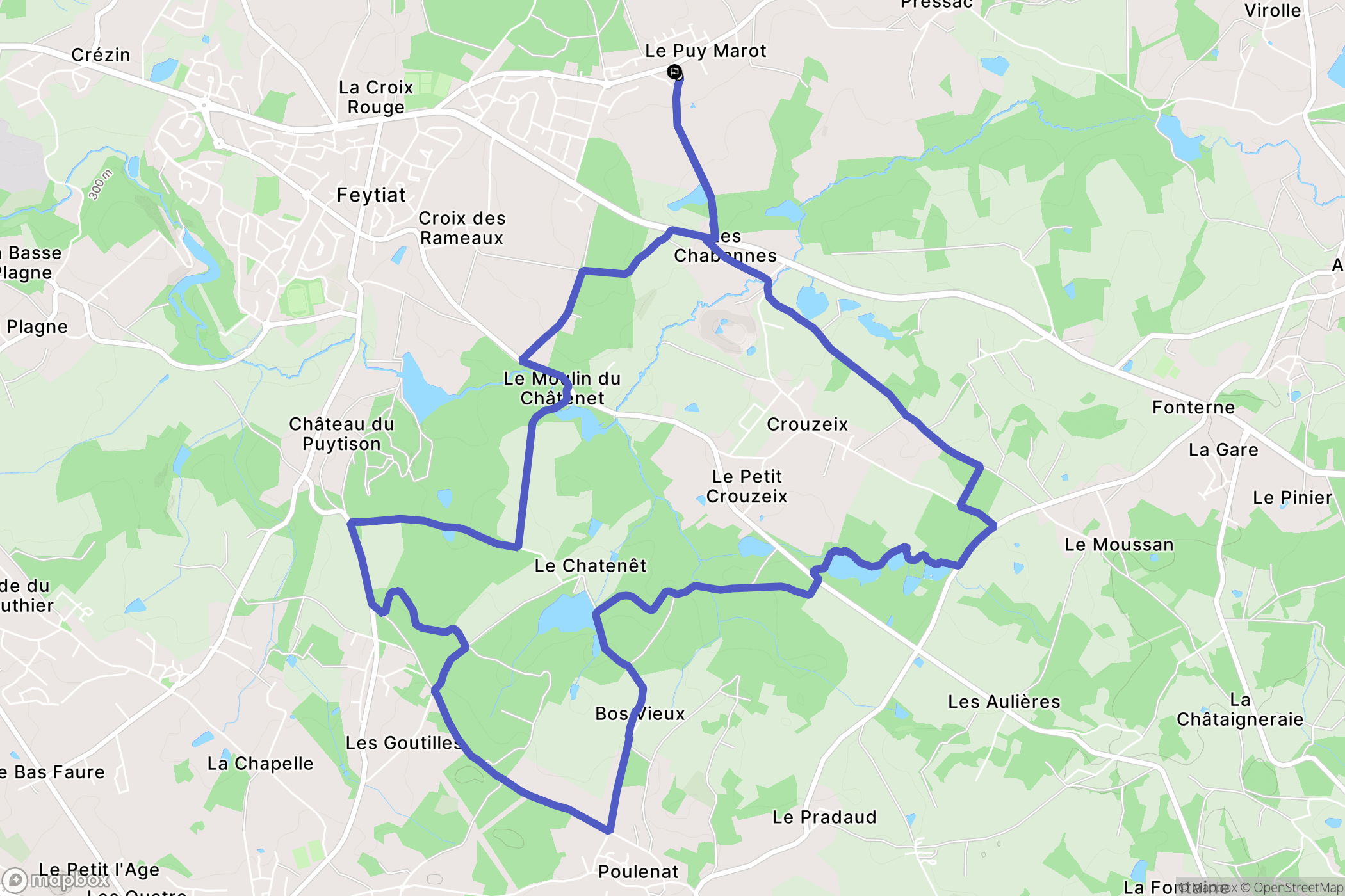 Feytiat : carte du parcours de randonnée - France