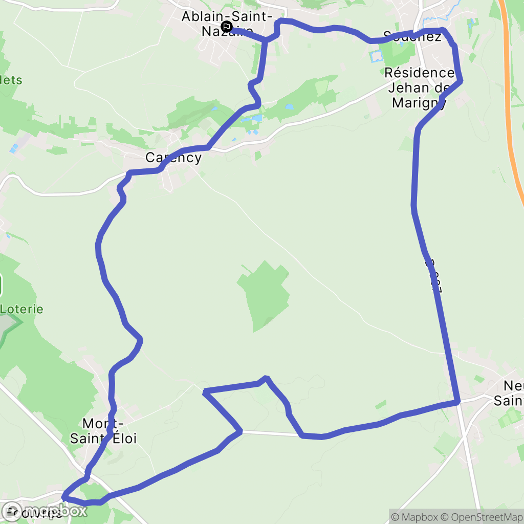 Ablain-Saint-Nazaire : carte du parcours de randonnée - France