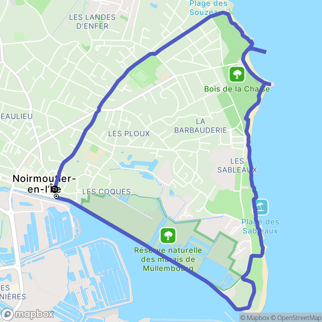 Noirmoutier-en-l'Île : carte du parcours de randonnée - France