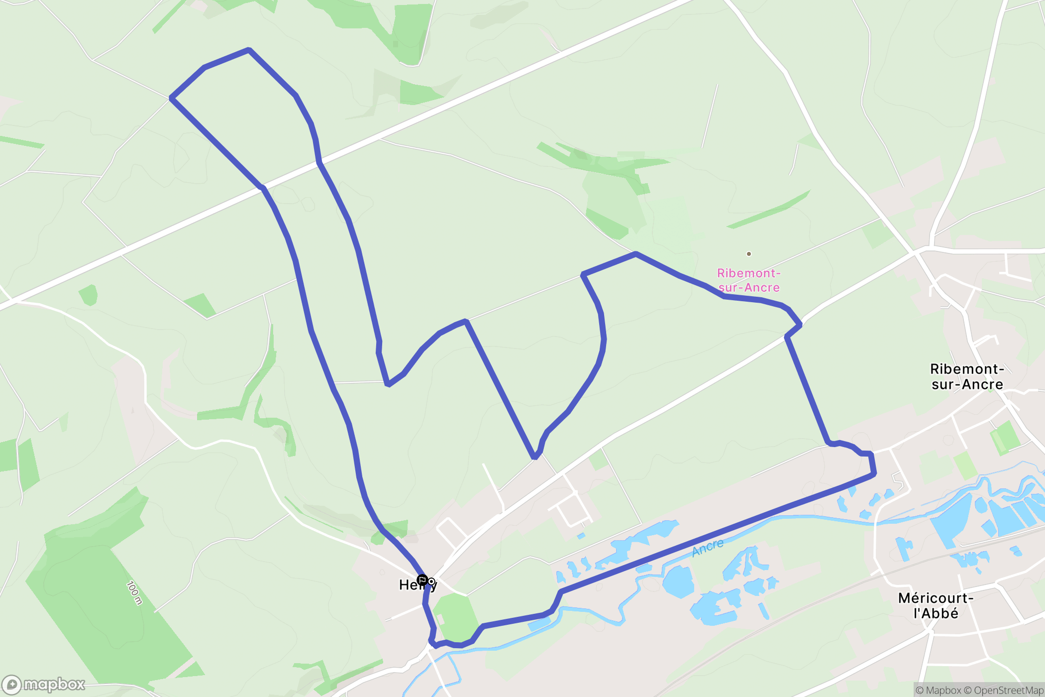 Heilly : carte du parcours de randonnée - France