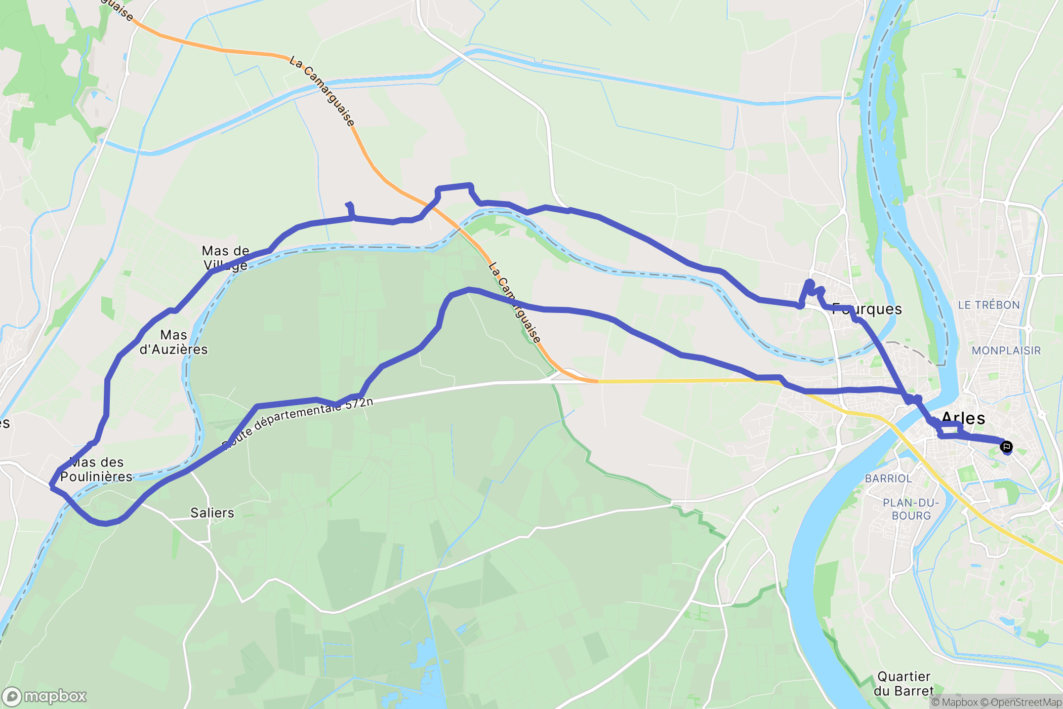Arles : carte du parcours de randonnée - France