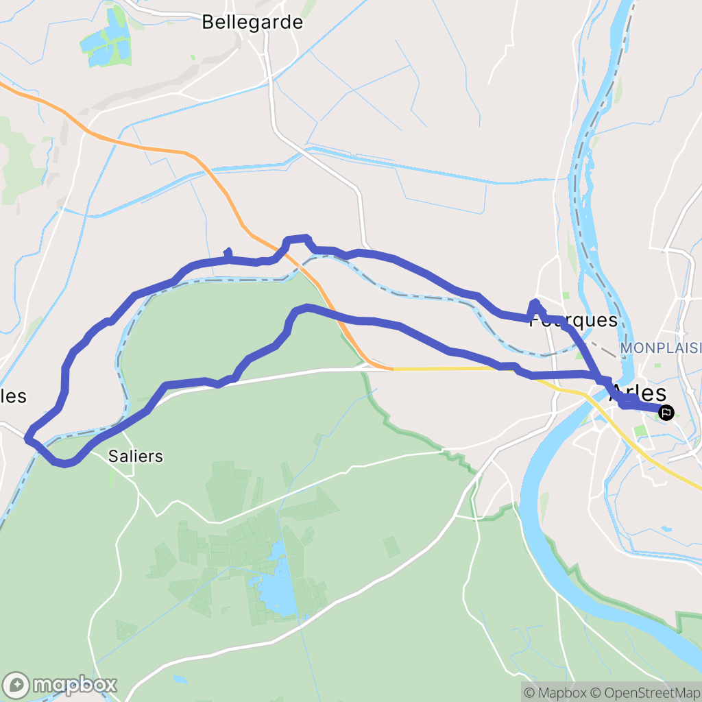 Arles : carte du parcours de randonnée - France