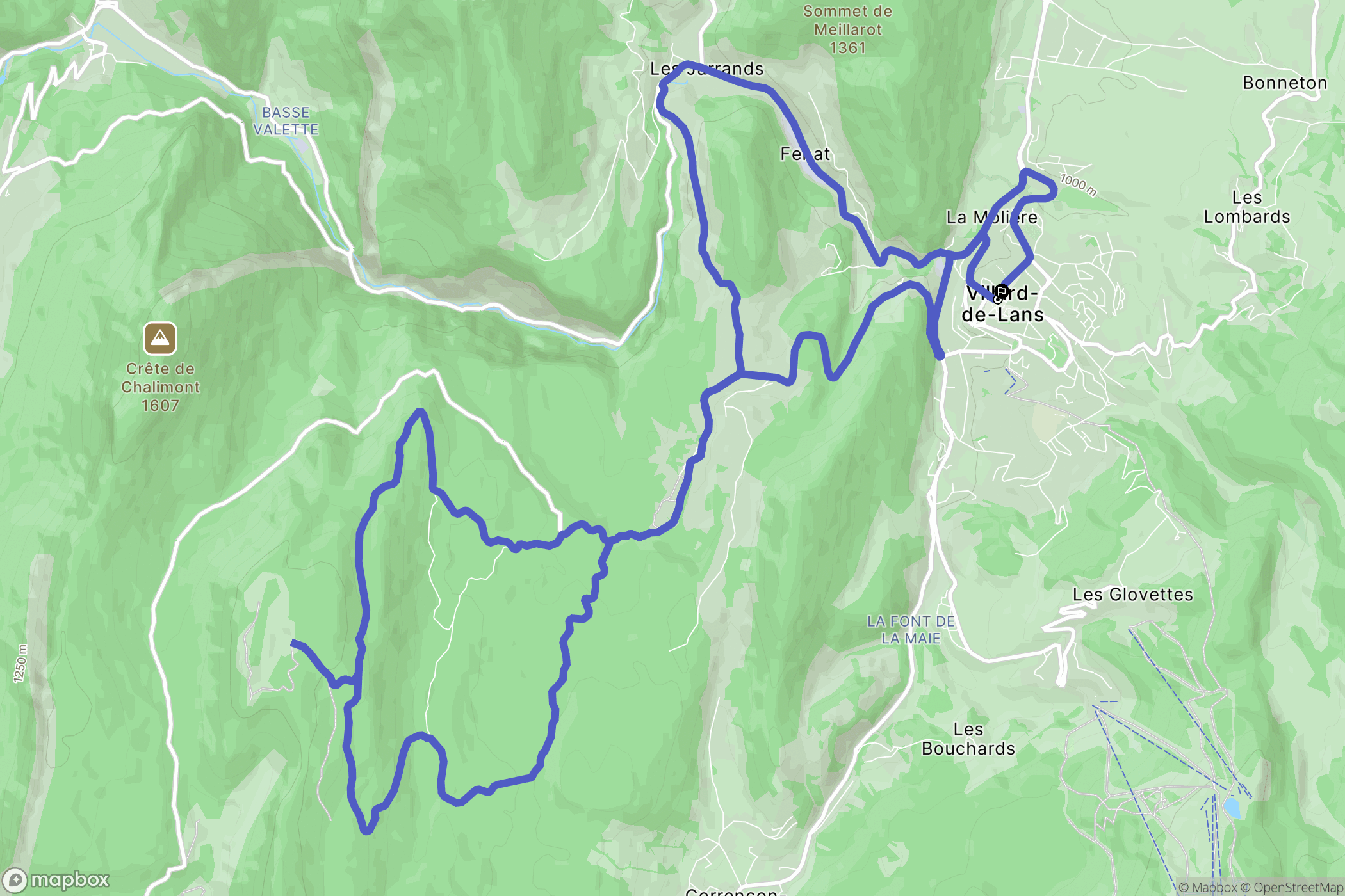 Villard-de-Lans : carte du parcours de randonnée - France