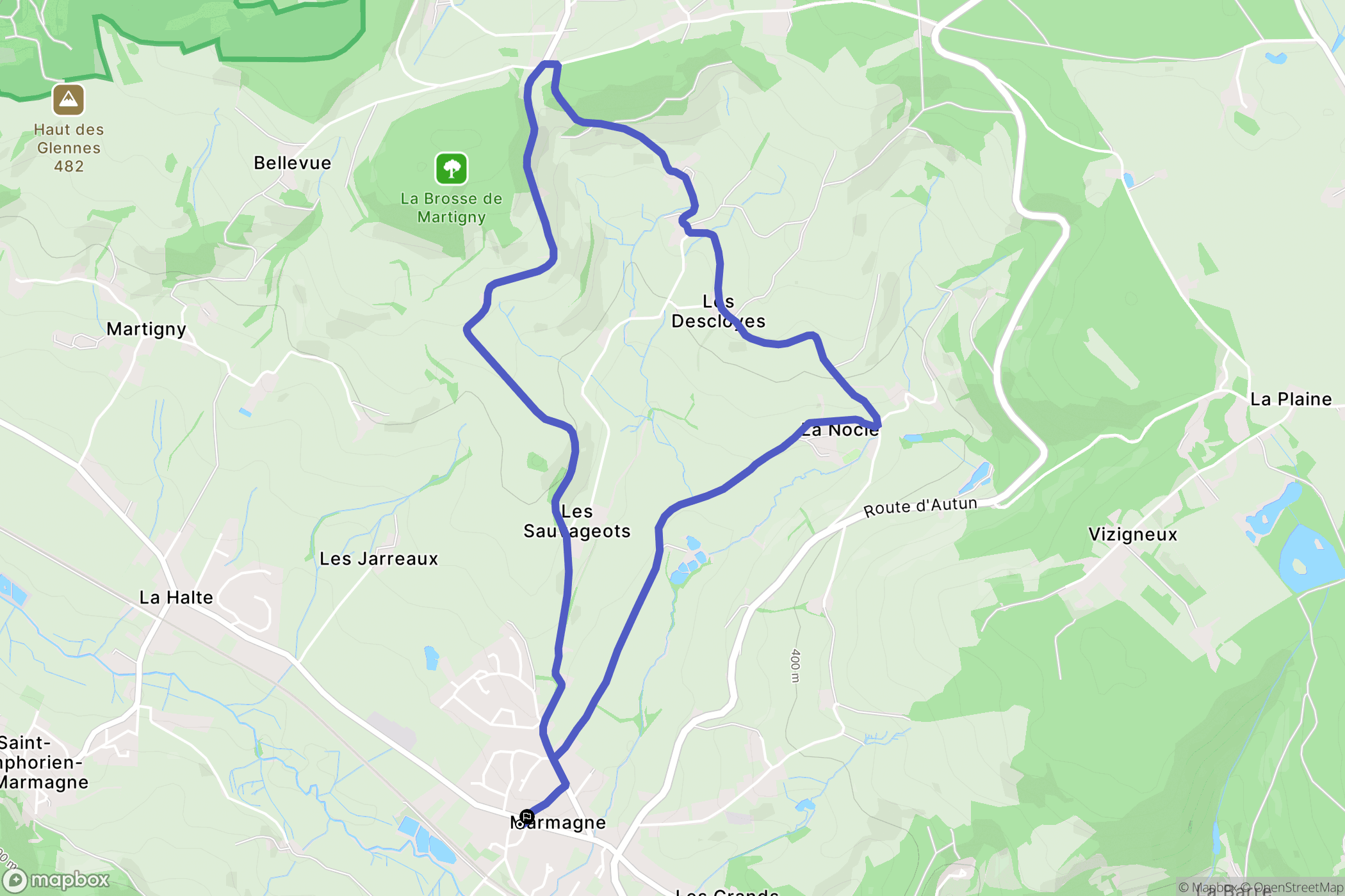 Marmagne : carte du parcours de randonnée - France