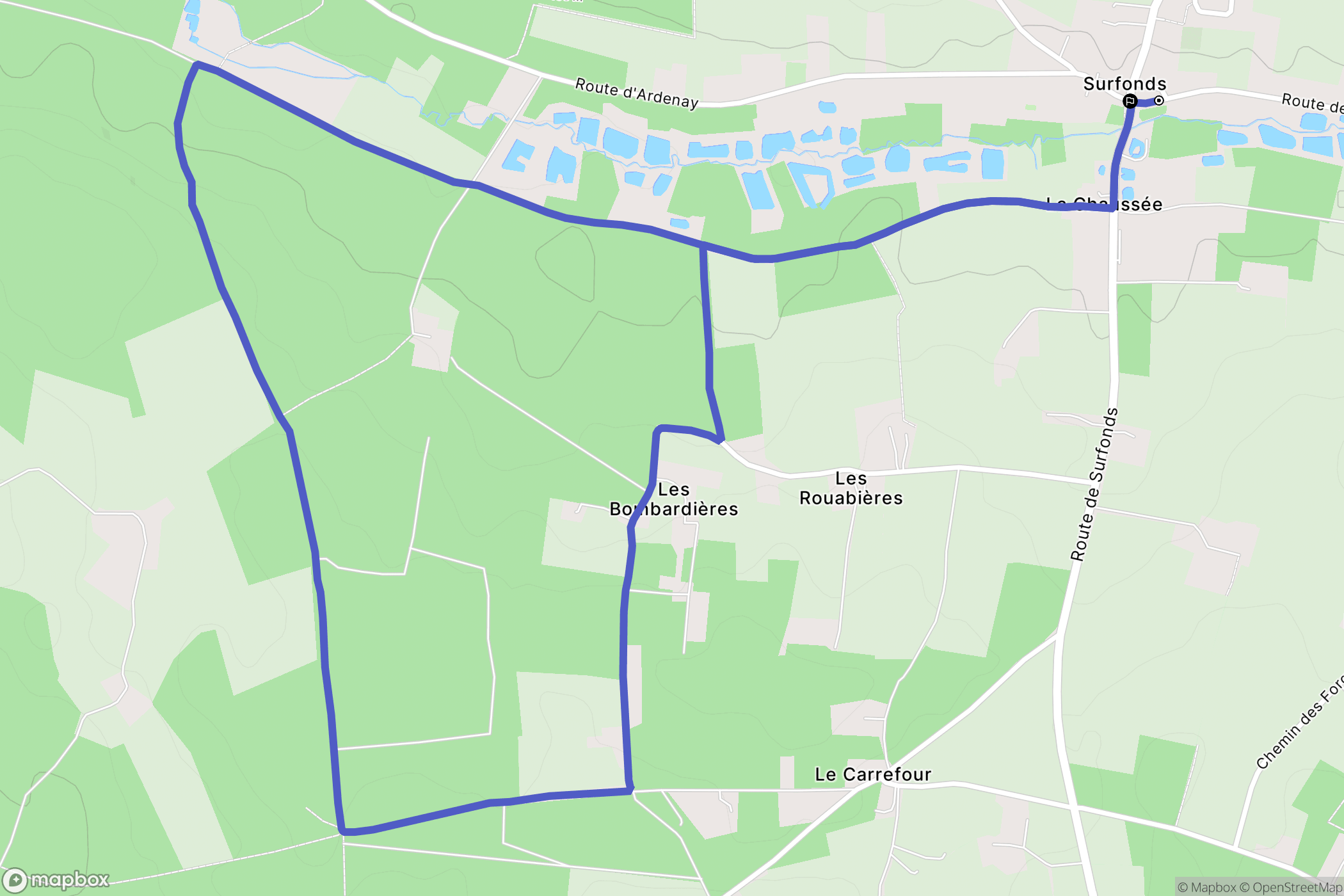 Surfonds : carte du parcours de randonnée - France