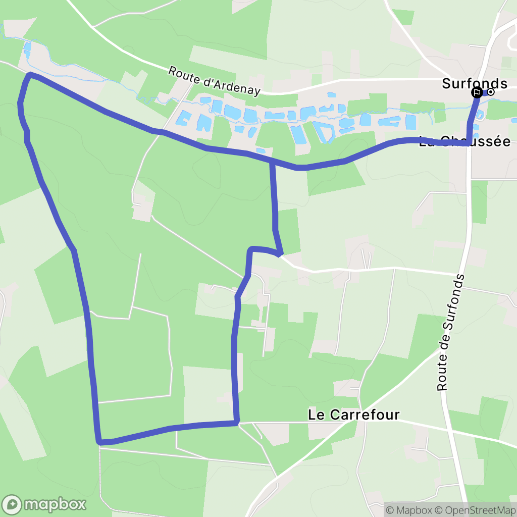 Surfonds : carte du parcours de randonnée - France