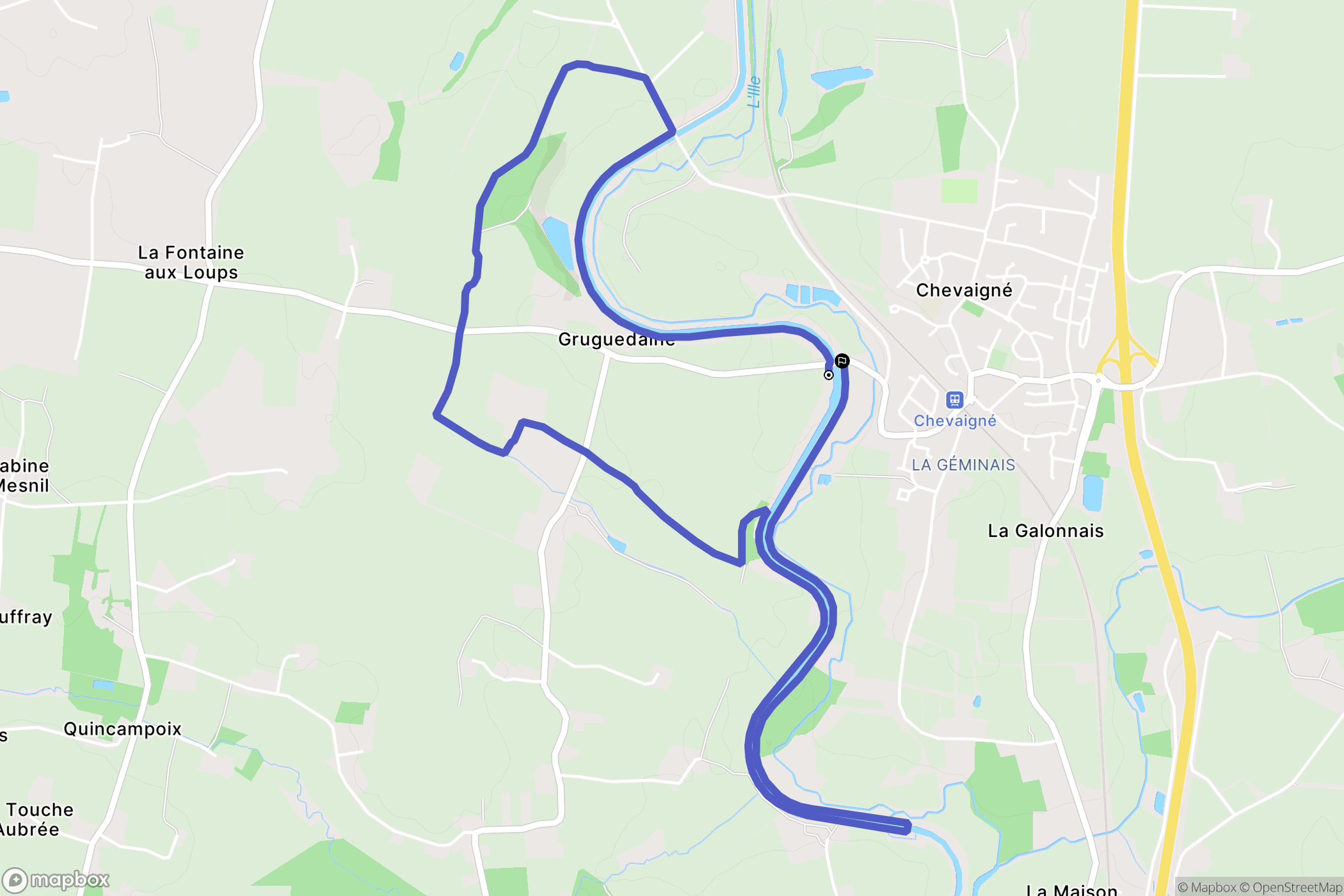 Chevaigné : carte du parcours de randonnée - France