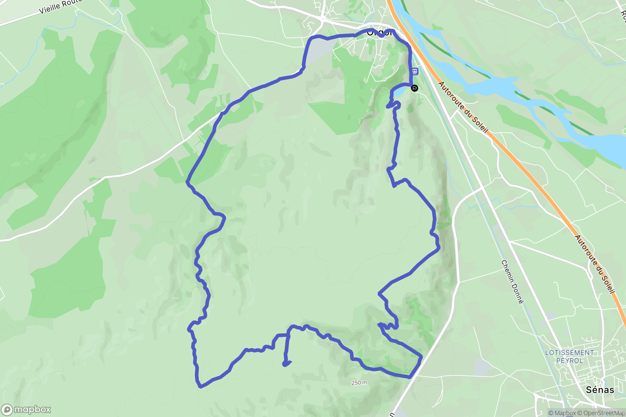 Orgon : carte du parcours de randonnée - France