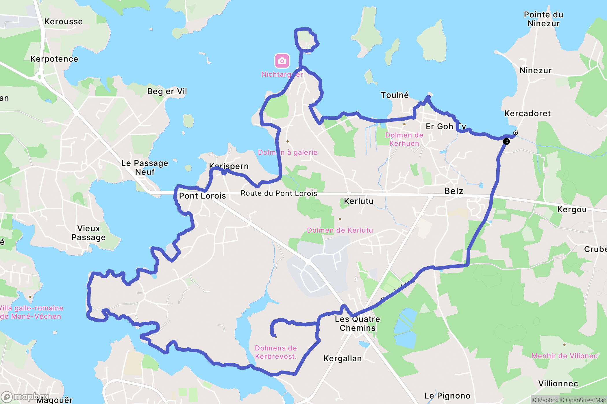 Belz : carte du parcours de randonnée - France