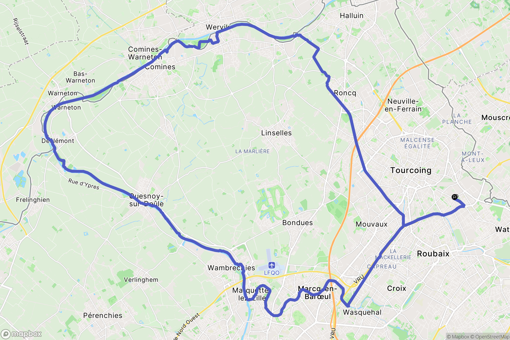 Wattrelos : carte du parcours de randonnée - France