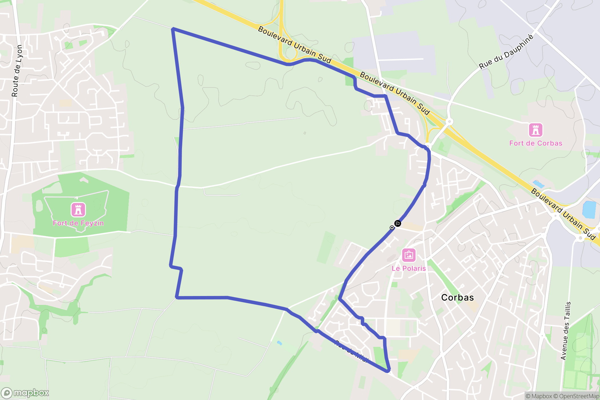 Corbas : carte du parcours de randonnée - France