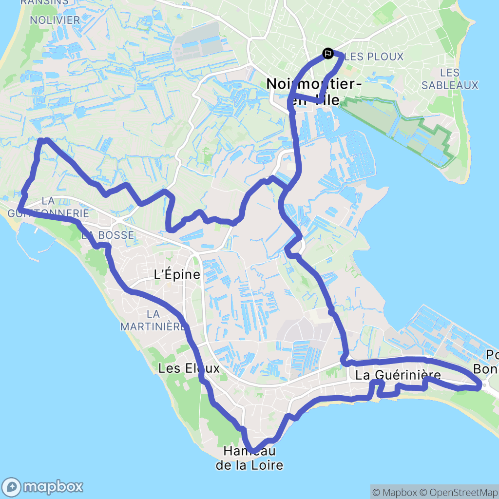 Noirmoutier-en-l'Île : carte du parcours de randonnée - France