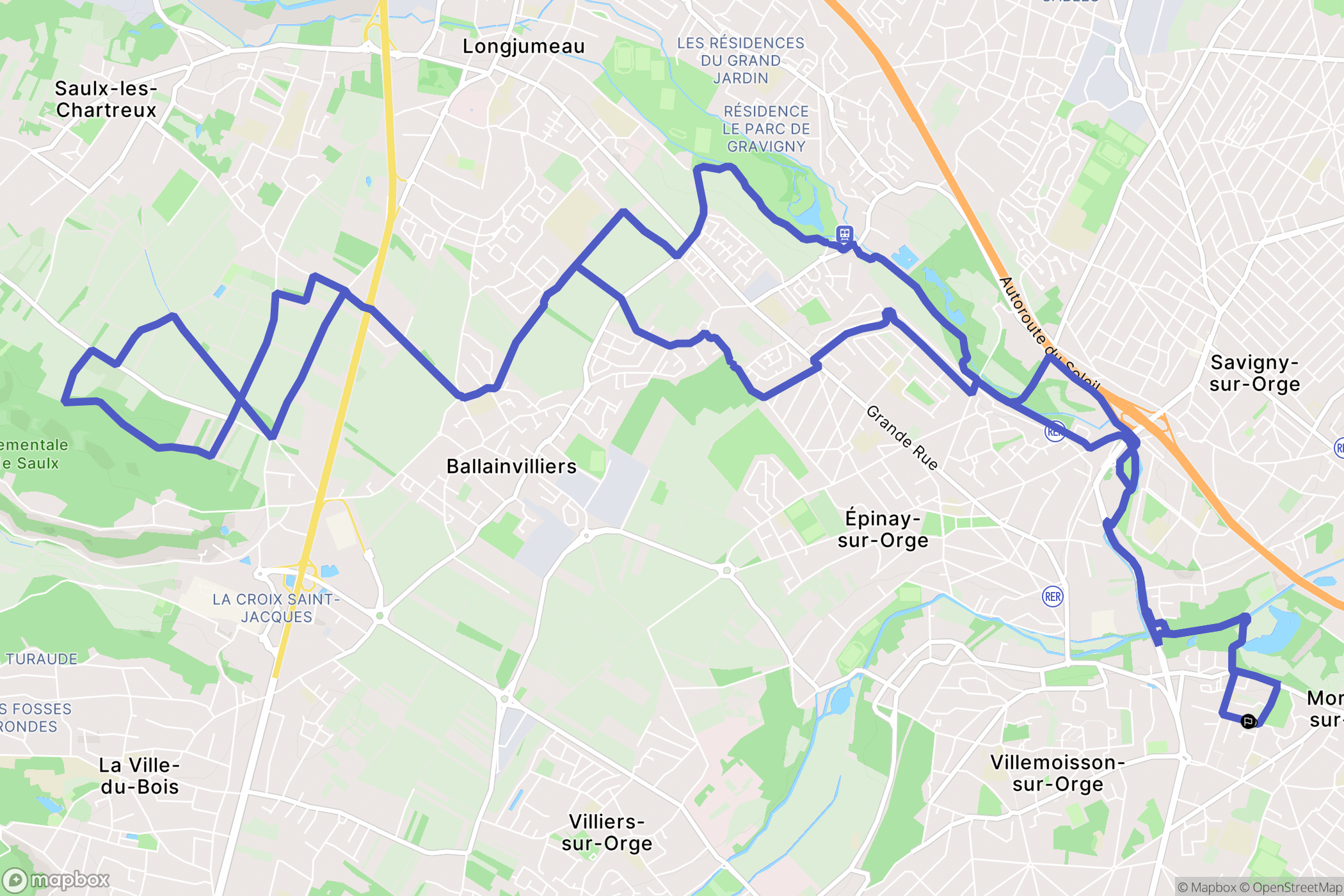 Morsang-sur-Orge : carte du parcours de randonnée - France