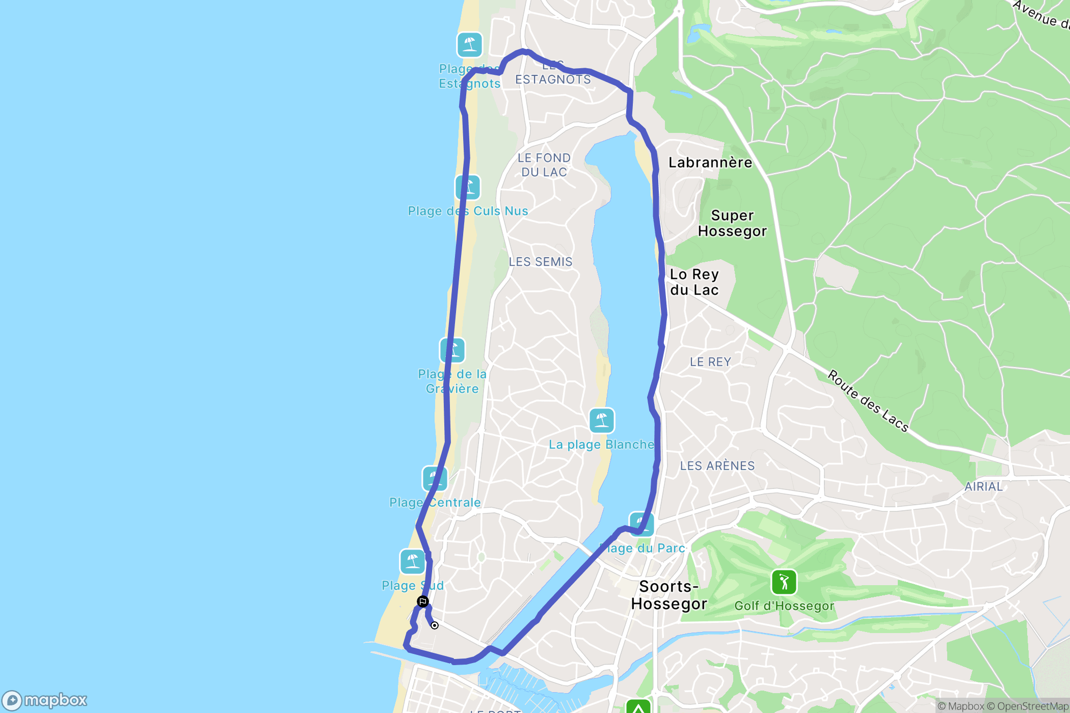 Soorts-Hossegor : carte du parcours de randonnée - France
