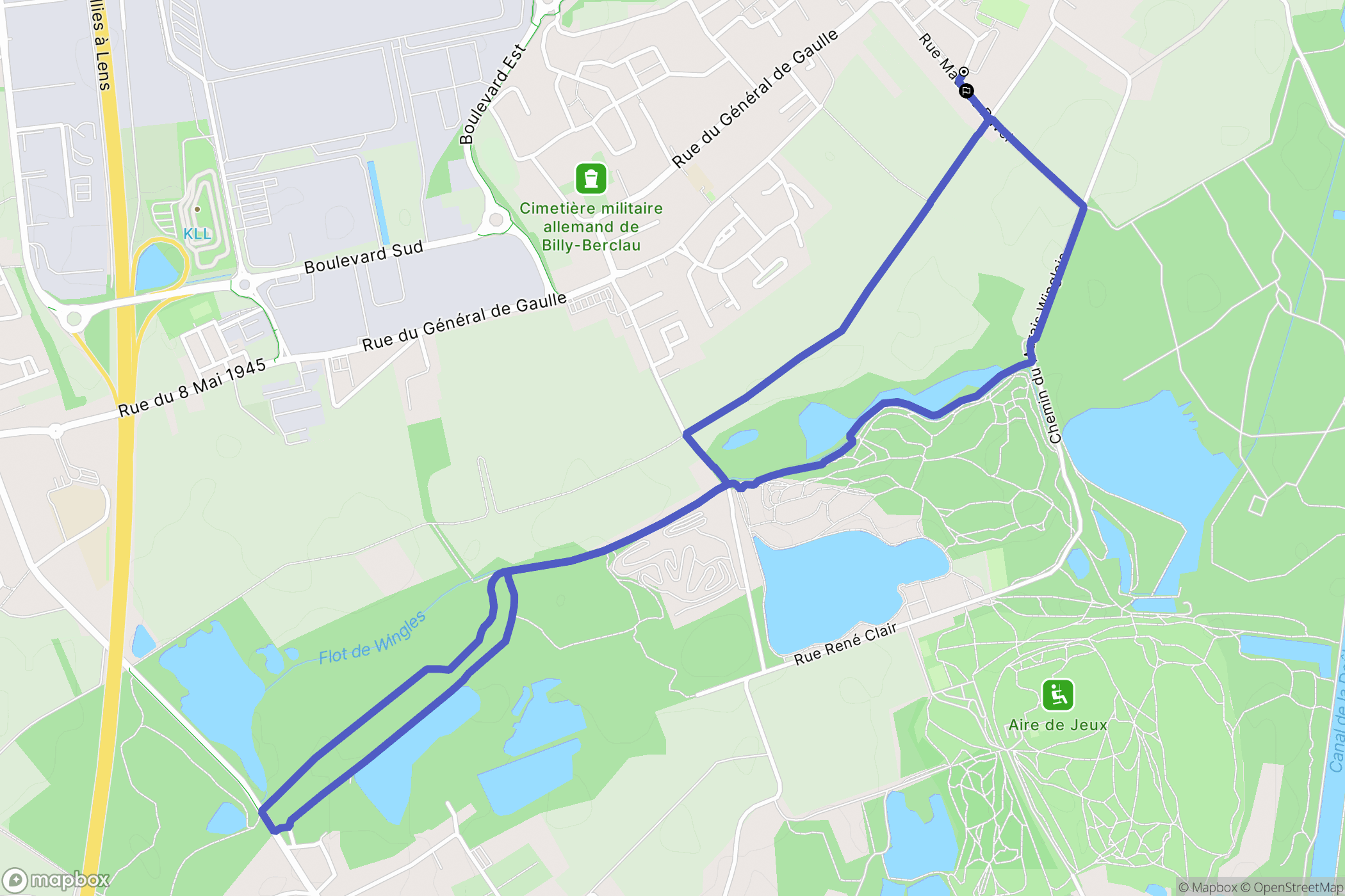 Billy-Berclau : carte du parcours de randonnée - France
