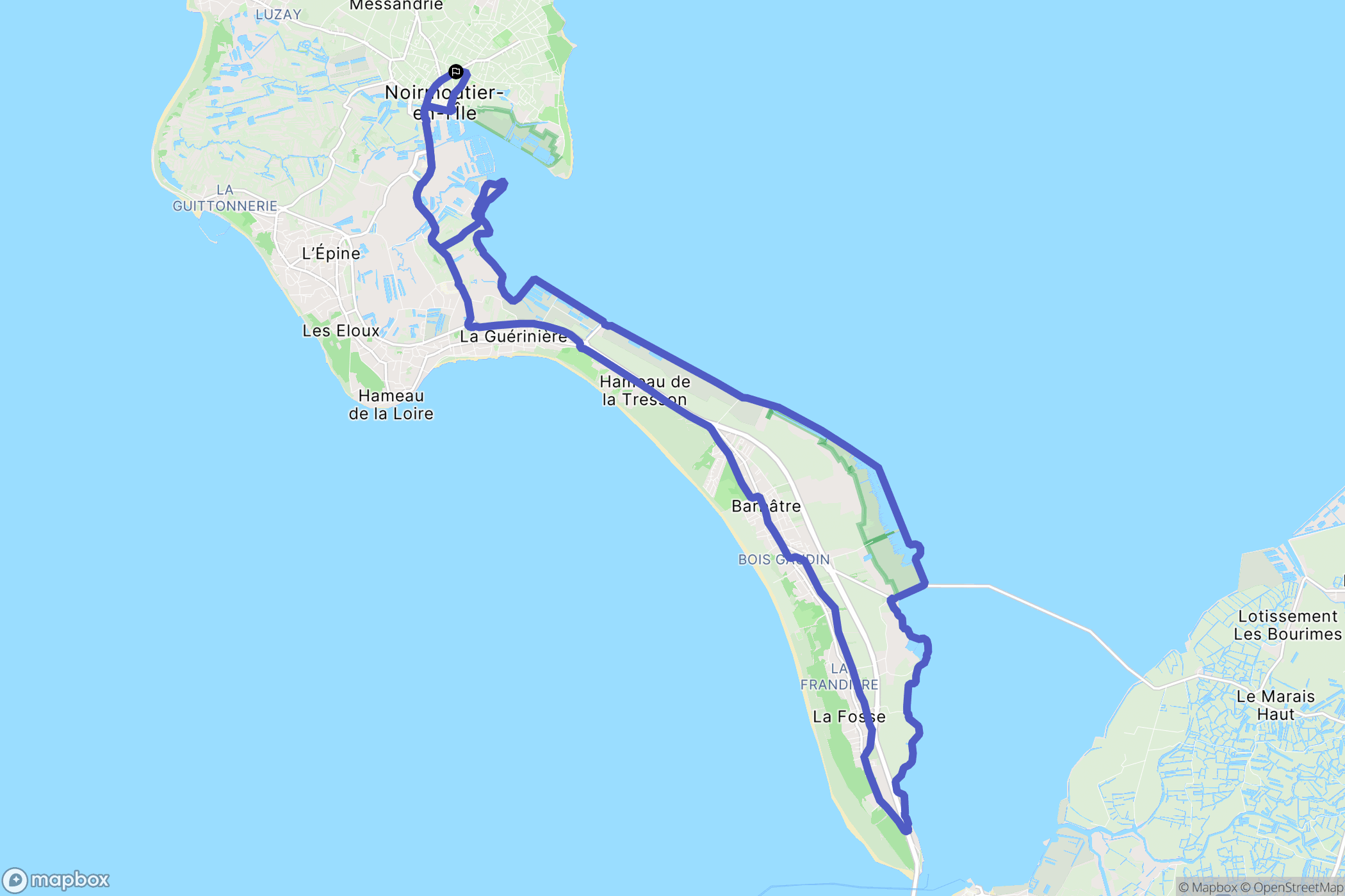 Noirmoutier-en-l'Île : carte du parcours de randonnée - France