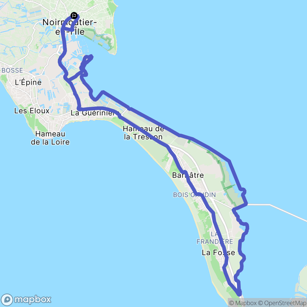 Noirmoutier-en-l'Île : carte du parcours de randonnée - France