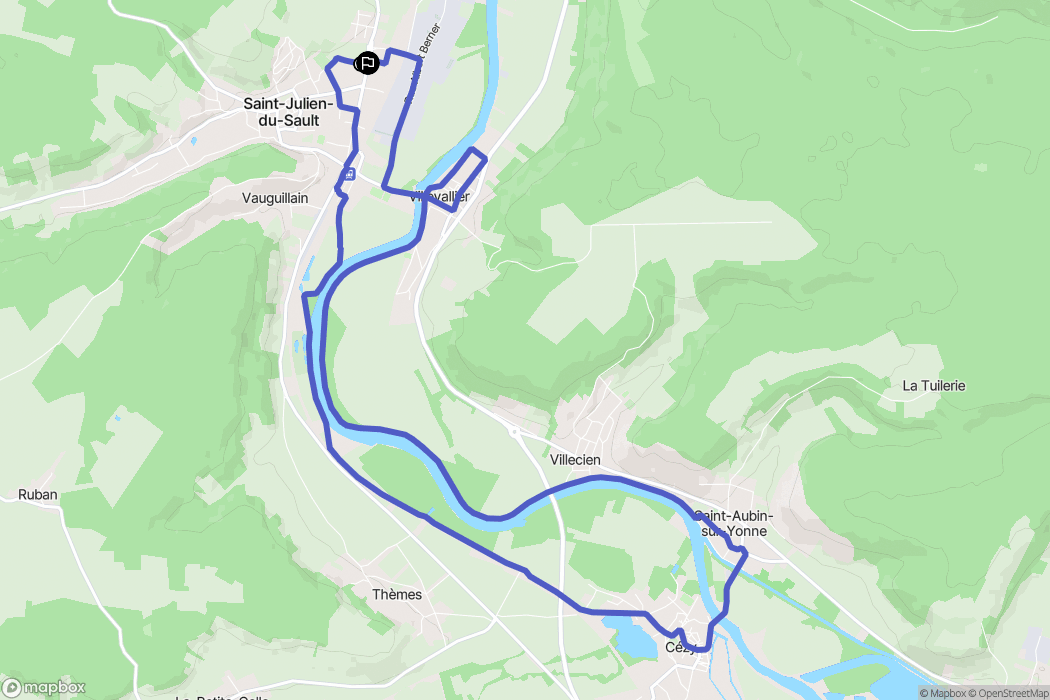 Saint-Julien-du-Sault : carte du parcours de randonnée - France