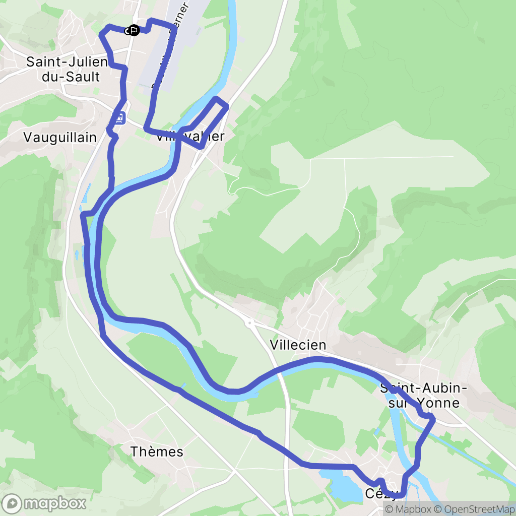 Saint-Julien-du-Sault : carte du parcours de randonnée - France