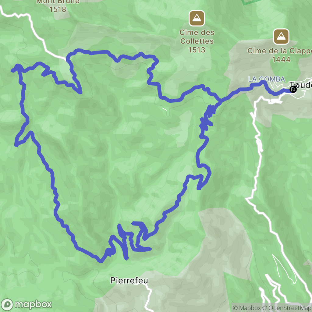 Toudon : carte du parcours de randonnée - France